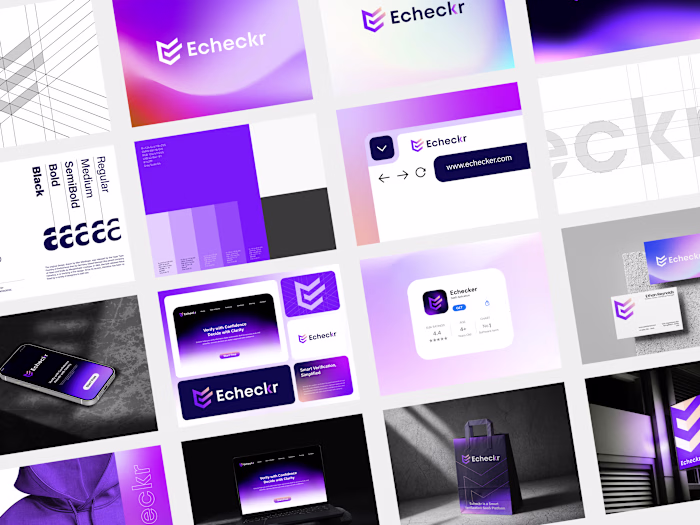 E-checker Logo and Brand Identity, Branding, Logos