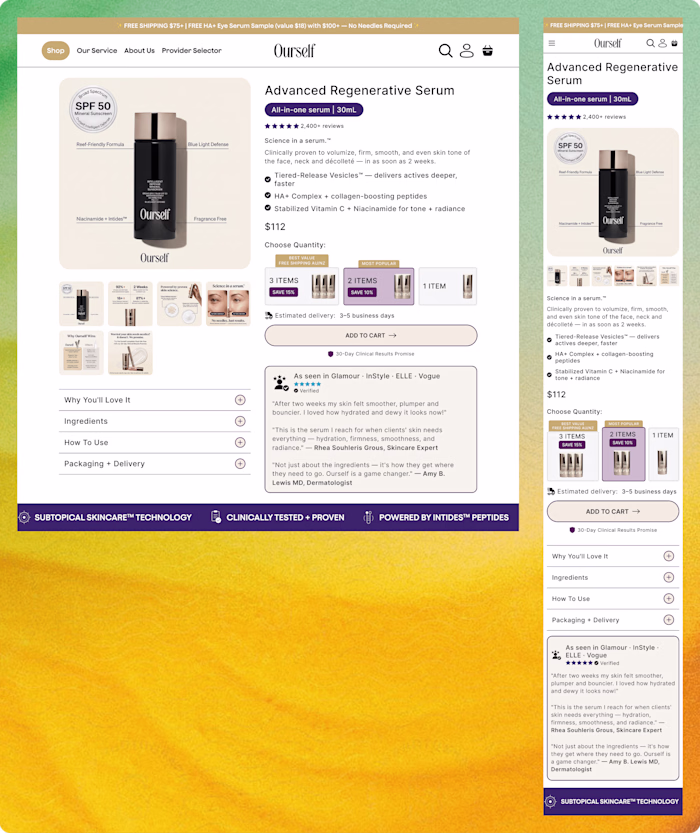 High-Converting Skincare Product Page