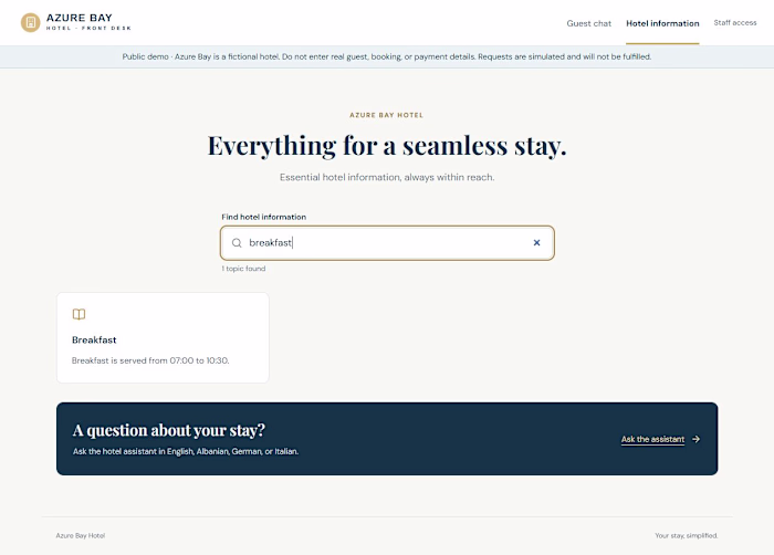 Searchable Hotel Guest Guide —