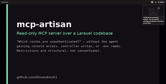 mcp-artisan — read-only MCP server