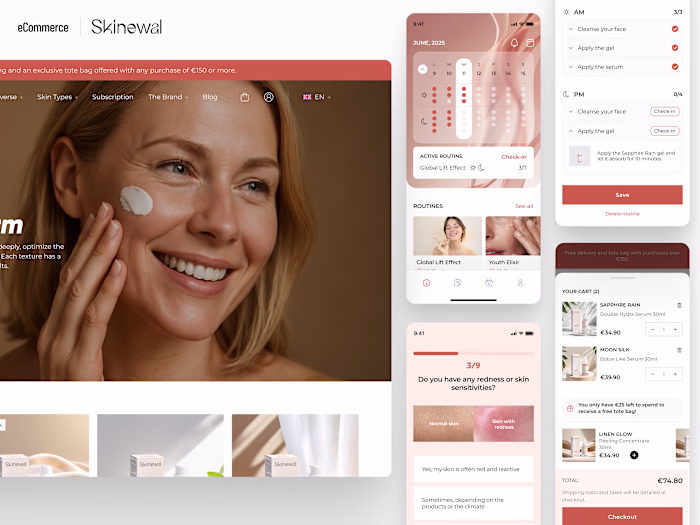 A skincare eCommerce website and App