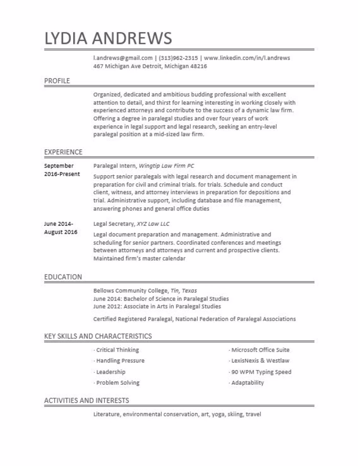 Paralegal Resume Writing