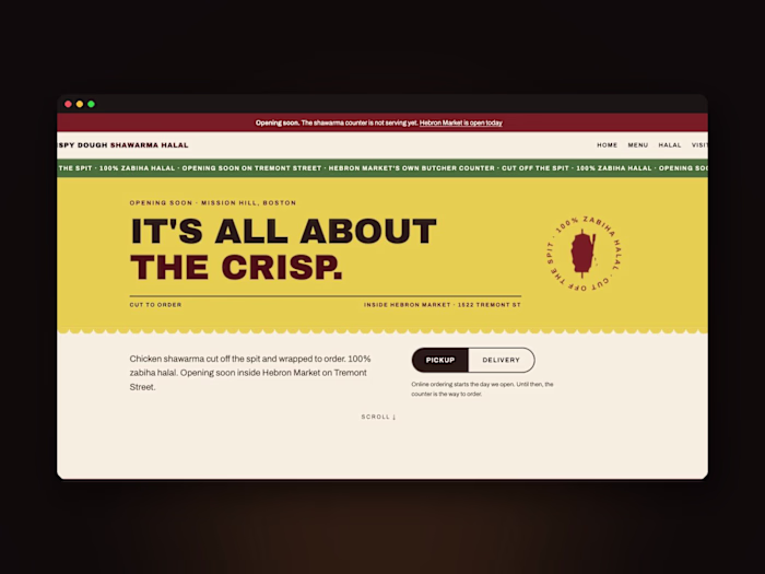 Crispy Dough Shawarma, a site built before the counter opened