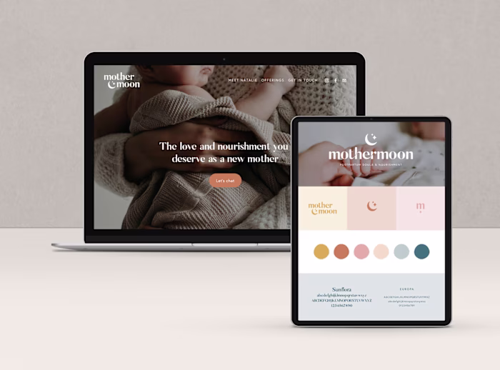 Logo, Branding and Website Design for Doula Mother Childcare