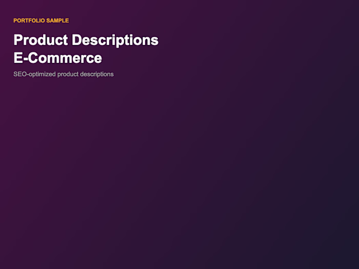 Product Descriptions — E-Commerce