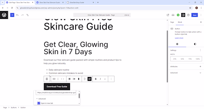 Mailchimp form added to Wordpress Landing page