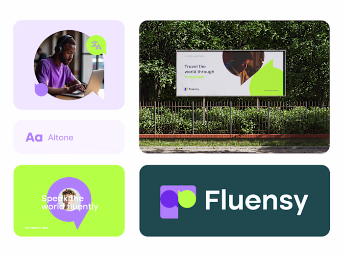 Logo, Modern, AI, Immersive, Learning Language, Fleunt, F logo