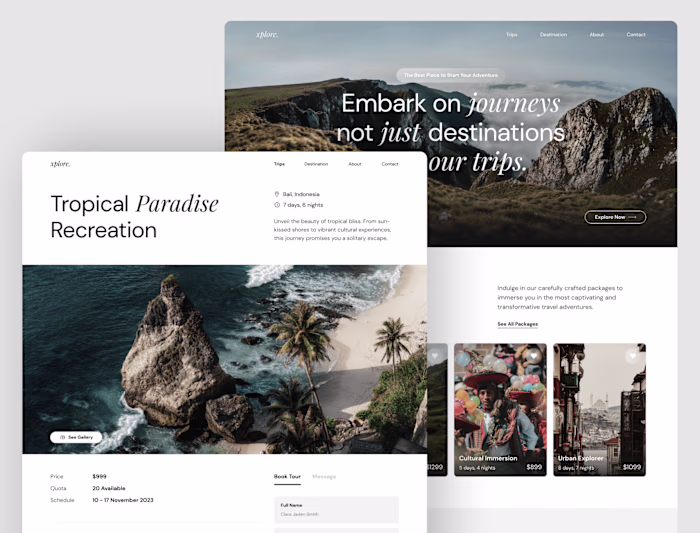 Travel Tour Agency Website Framer & Webflow