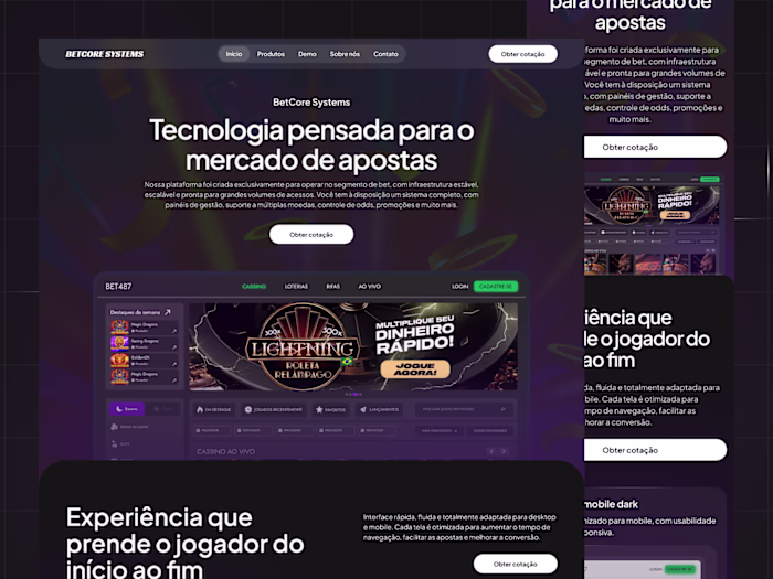 BetCore Systems – Landing Page for a B2B Betting Platform