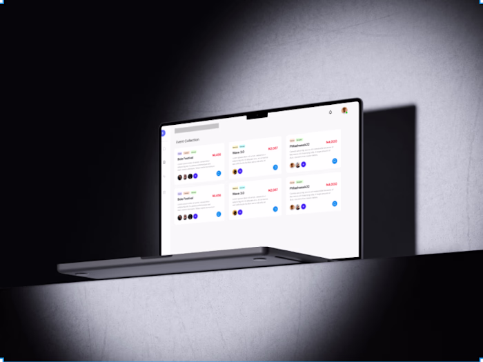 Dashboard UI Design – Event & Transaction Management System