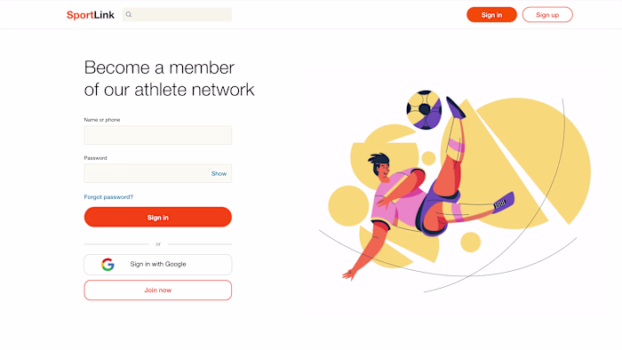 SportLink Athlete Networking website project