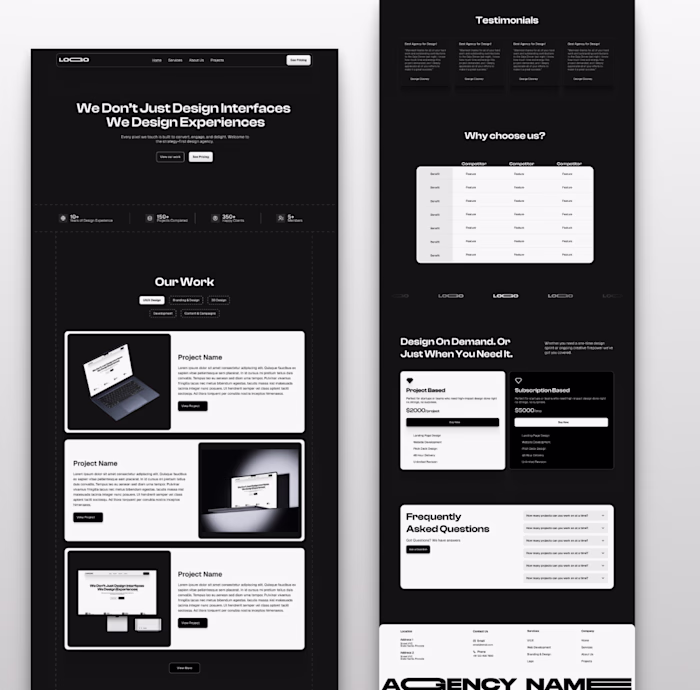 Design Agency Service Website - Dark Theme