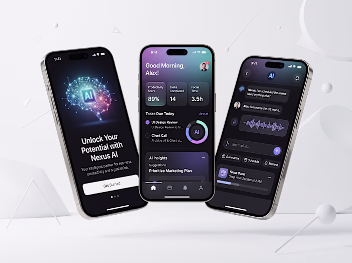 Nexus AI - Productivity Mobile App UI & UX Design
