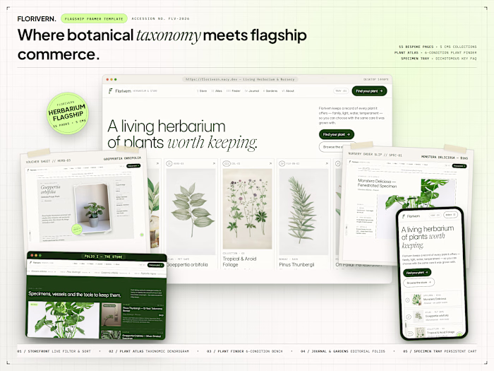 Florivern — Botanical Storefront & Herbarium Framer Template