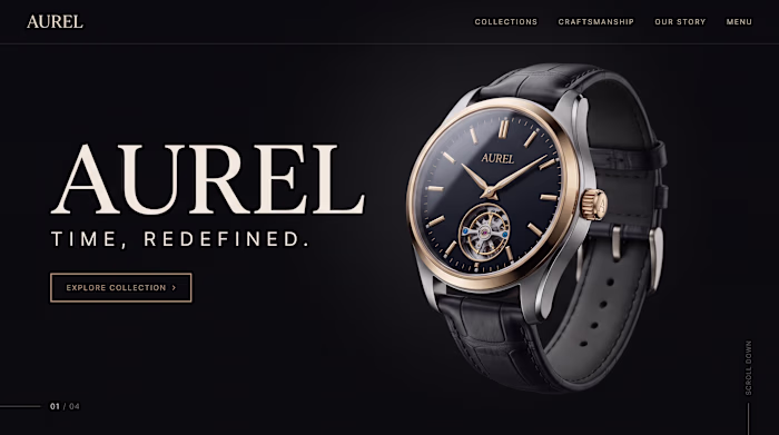 AUREL Luxury Watch Website Interactive Design Concept