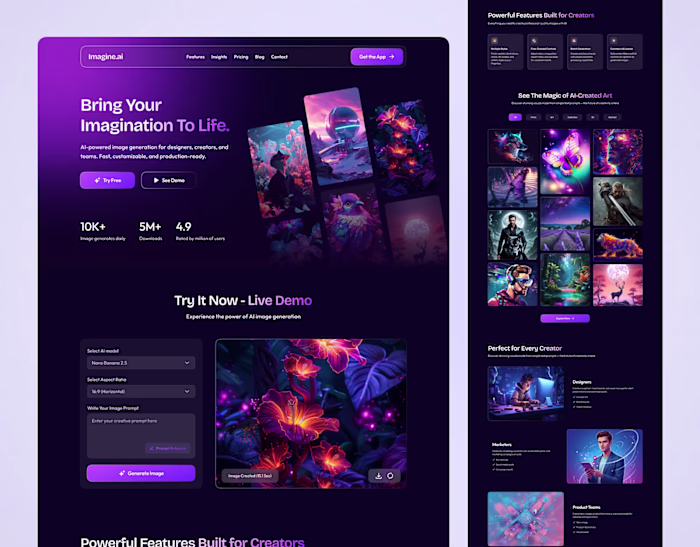 AI Image Generator Landing Page