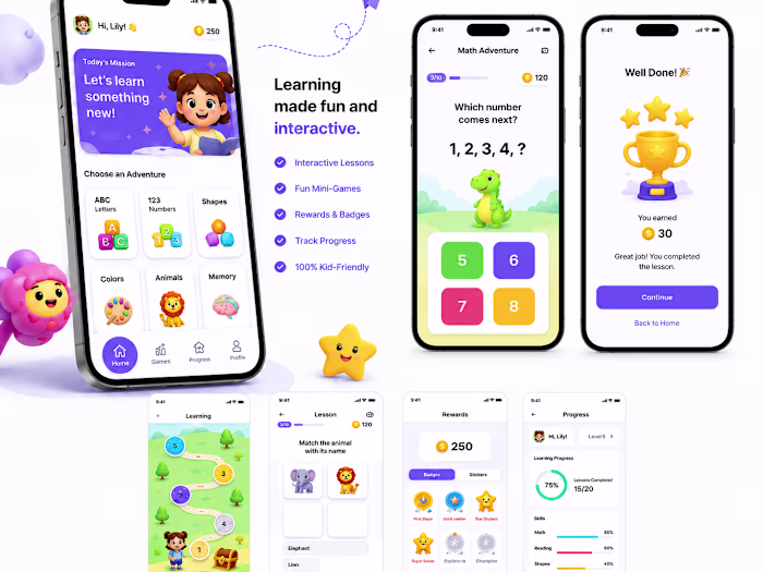 Transform Kids Learning with Engaging UI/UX App Design