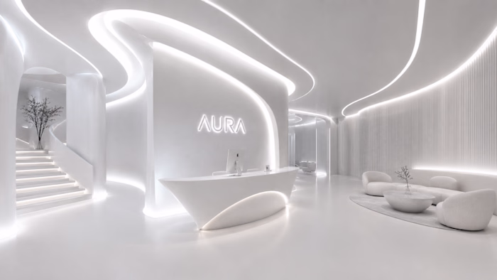 AURA — Futuristic White Reception