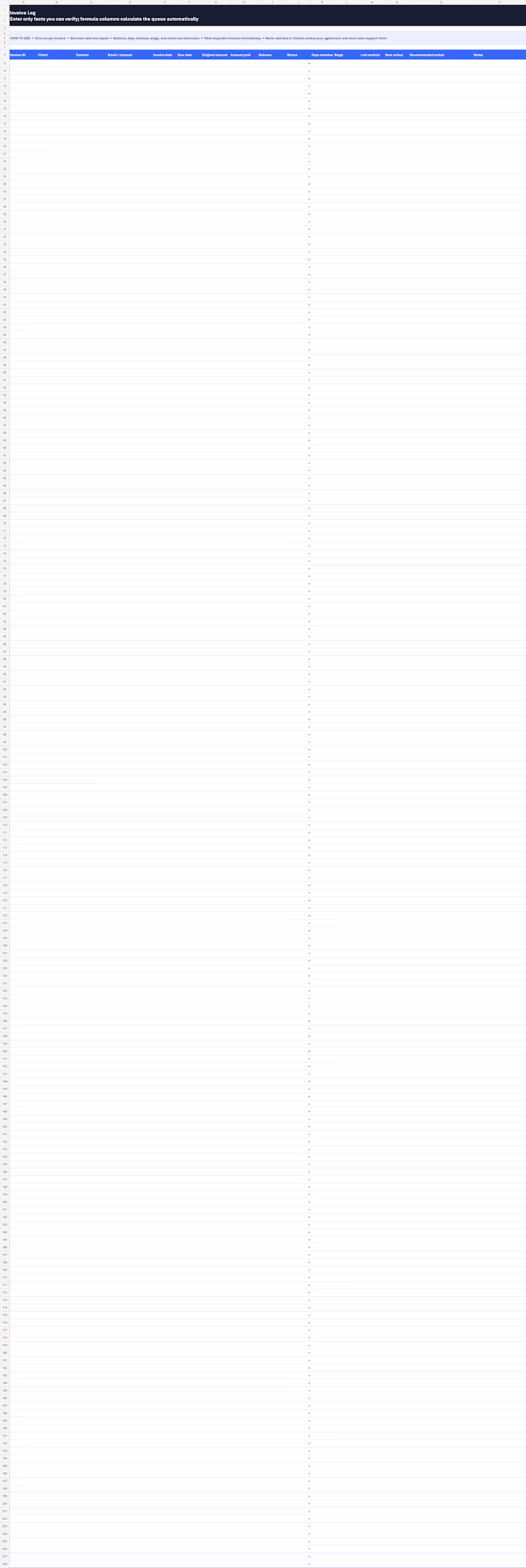 nvoice Tracking Log — one