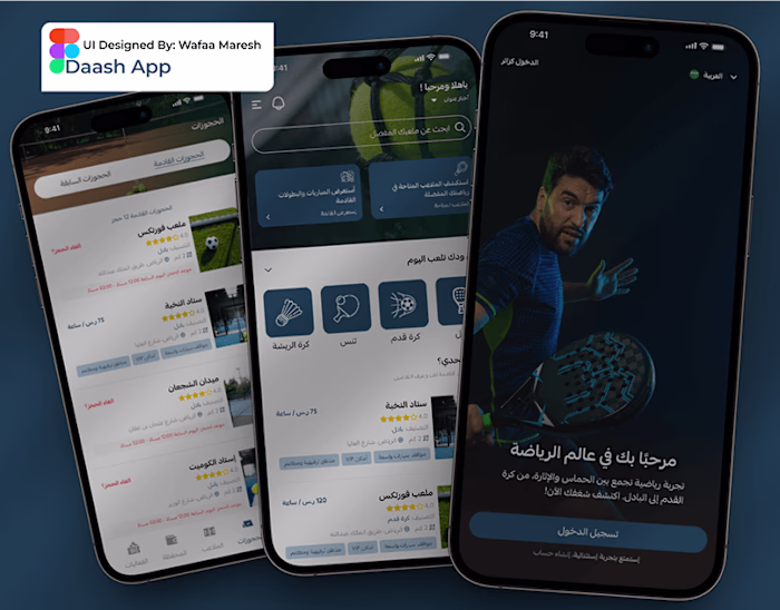 Daash App – Simplified Sports Booking App Design