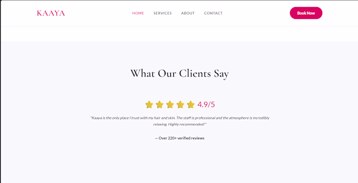 For the Kaaya landing page,