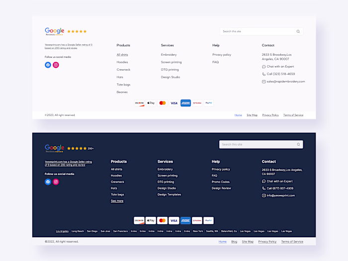 Footer for e-commerce UI Design