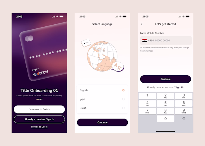 Switch Bank – Mobile App UI/UX Design