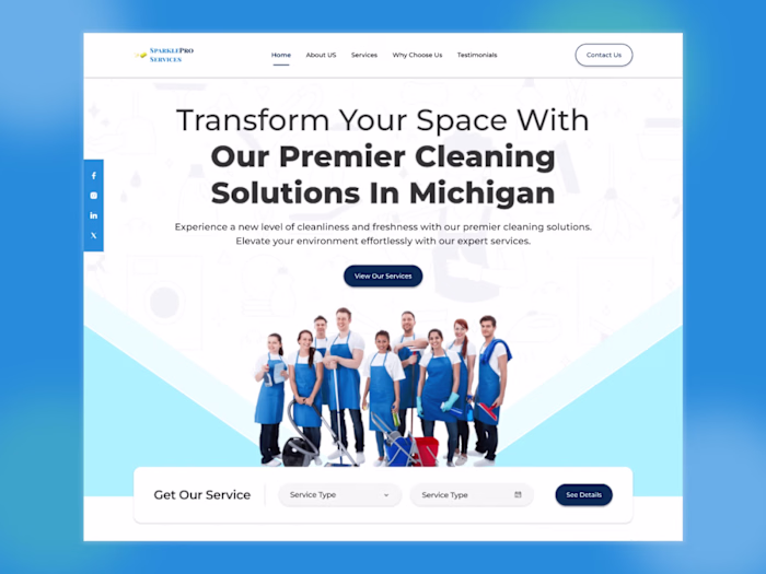 SparklePro Services Website UI Design