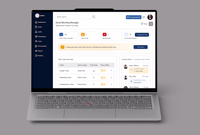 Team Operations SaaS Dashboard
Designed key