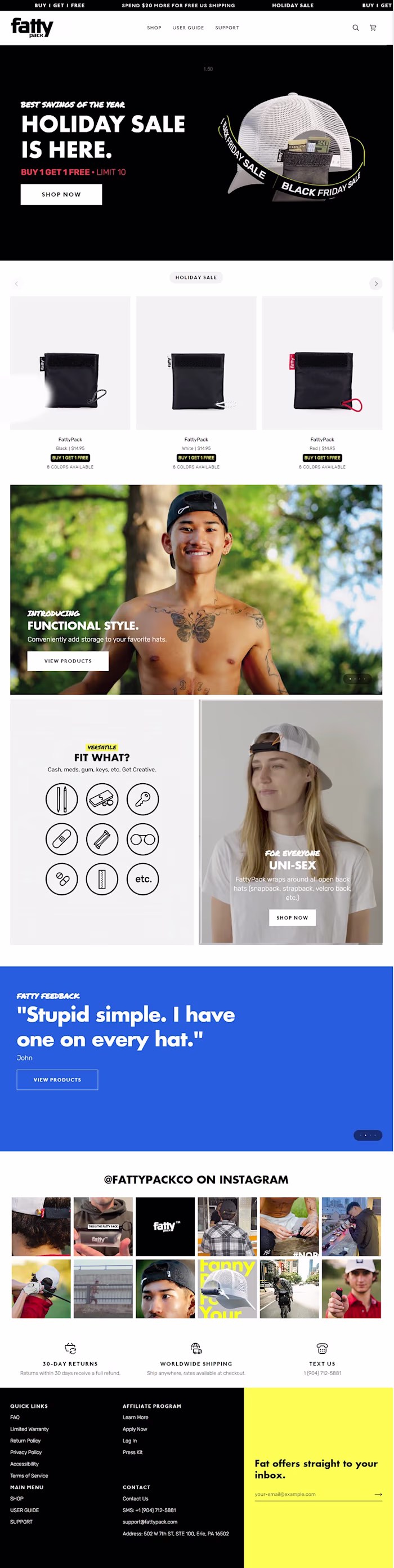 Fatty Pack - Shopify Design, Feature Implementations and Bug Fix