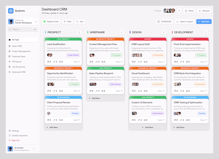 Dashboard CRM for Productivity 🔥