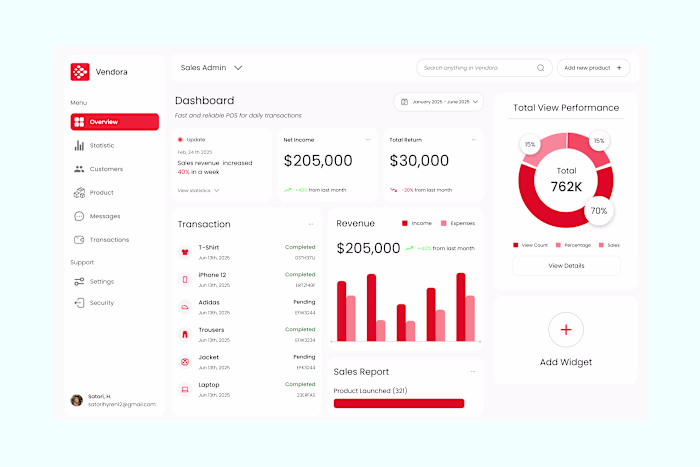 Vendora - POS Dashboard UI 