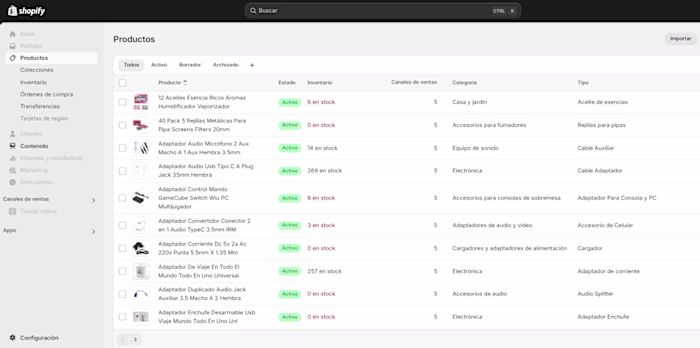 Publicación De Productos en Shopify