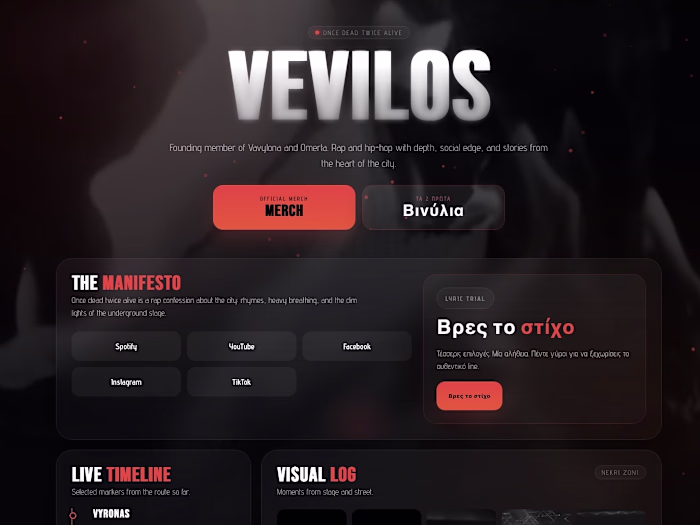 V4Vevilos • Artist Hub Landing