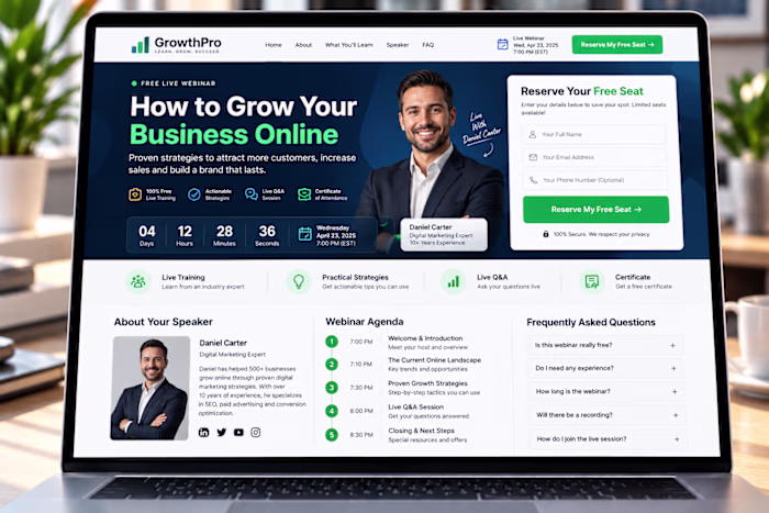 Webinar Landing Page — A