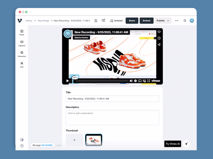 Vimeo Web Application