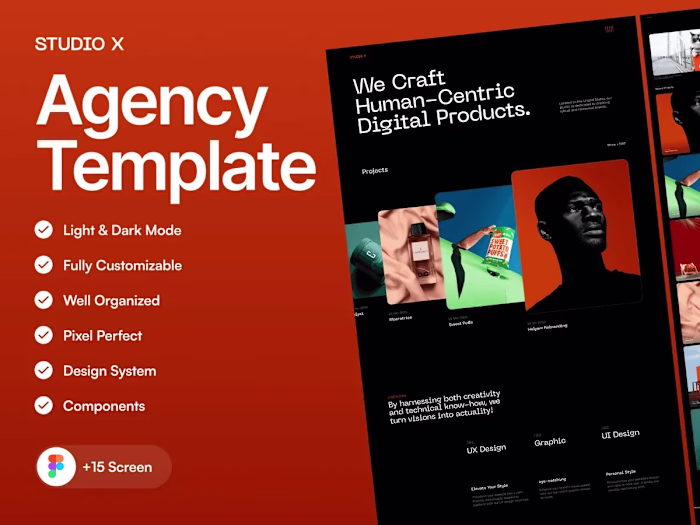 Studio X: Creative Agency Website Template for Figma
