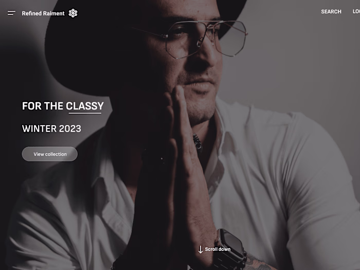 Refined Raiment (Landing page) design