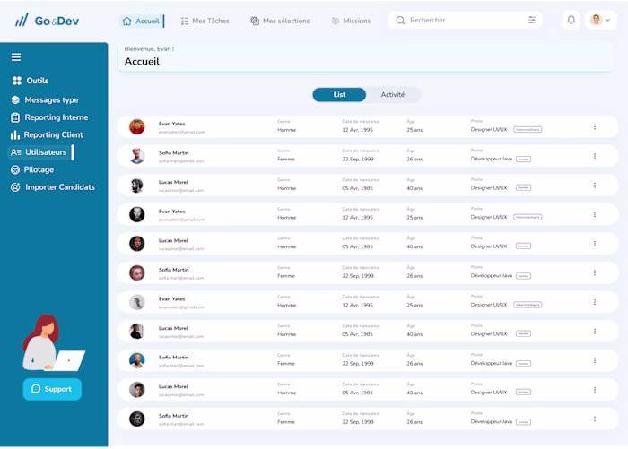 Go&Dev | CRM & HR Dashboard UX/UI