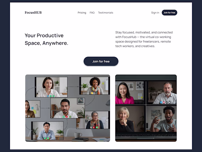 Landing Page Design for FocusHub