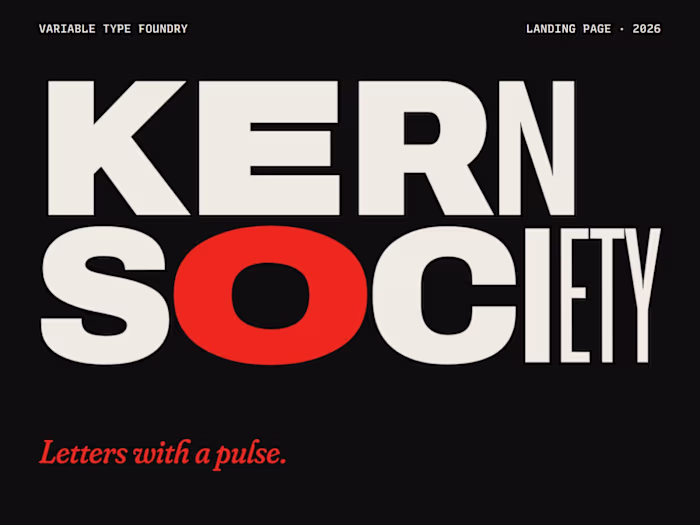 Kern Society: landing page for a type foundry