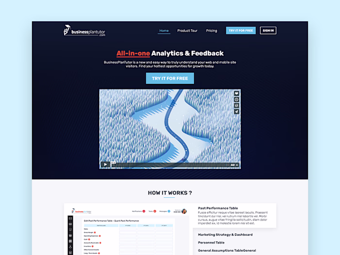 Businessplantutor.com Landing Page with Calculators