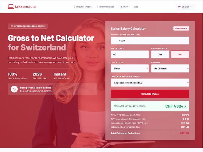 A homepage redesign for Lohncomputer,