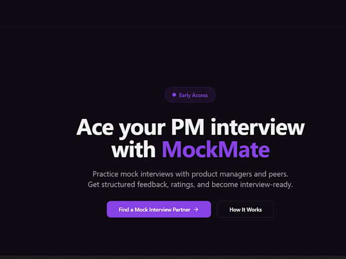 MockMate Find a peer to practice your mock interview.