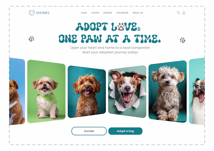 AN ADOPTION LANDING PAGE WEBSITE FOR  DOGS 