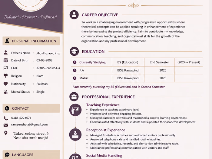 I edit my this resume