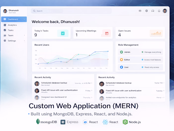 Custom Web Application (MERN) Custom MERN stack web applicat...