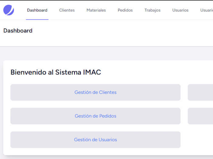 Sistema de control para la empresa IMAC