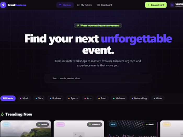 EventHorizon Platform Design & Development