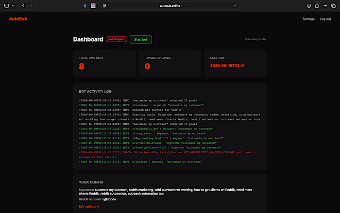 Built a multi-account Reddit DM